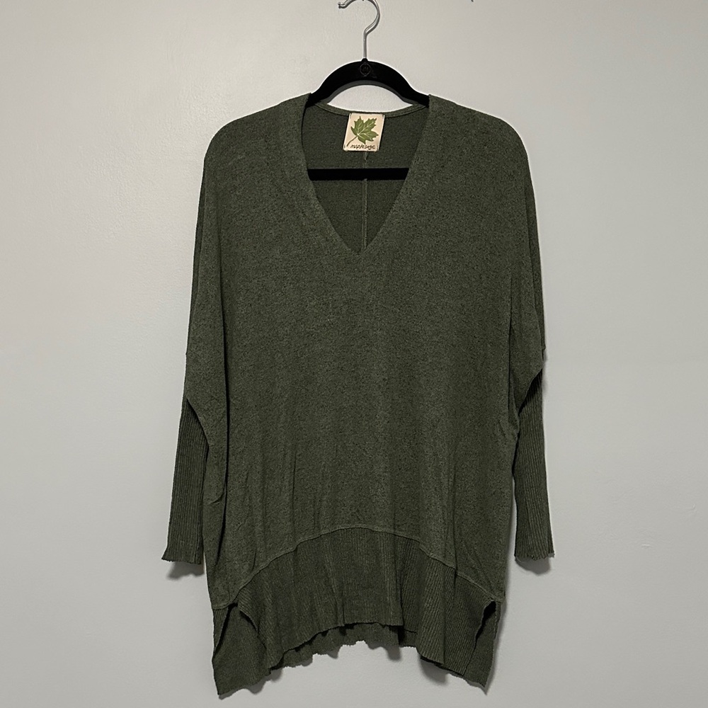 Forest Green V-Neck Sweater for Women